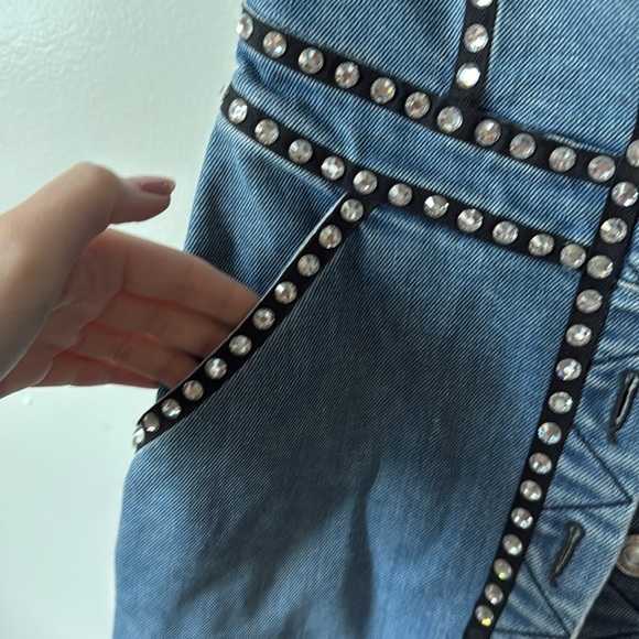 MOSCHINO COUTURE corset blue denim dress with rhinestones - Picture 9 of 10